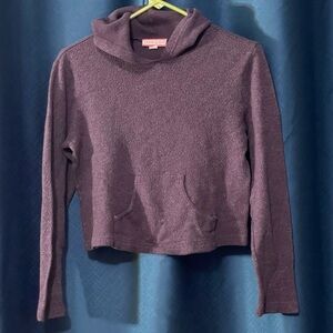 Purple Hooded cropped Sweater